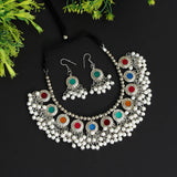 Oxidised Necklace With Earrings