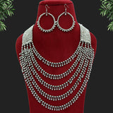 Oxidised Long Necklace With Earrings