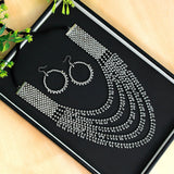 Oxidised Long Necklace With Earrings
