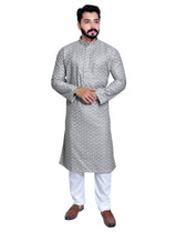 Chikankari Grey Kurta Pajama