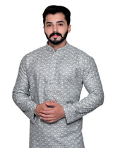 Chikankari Grey Kurta Pajama