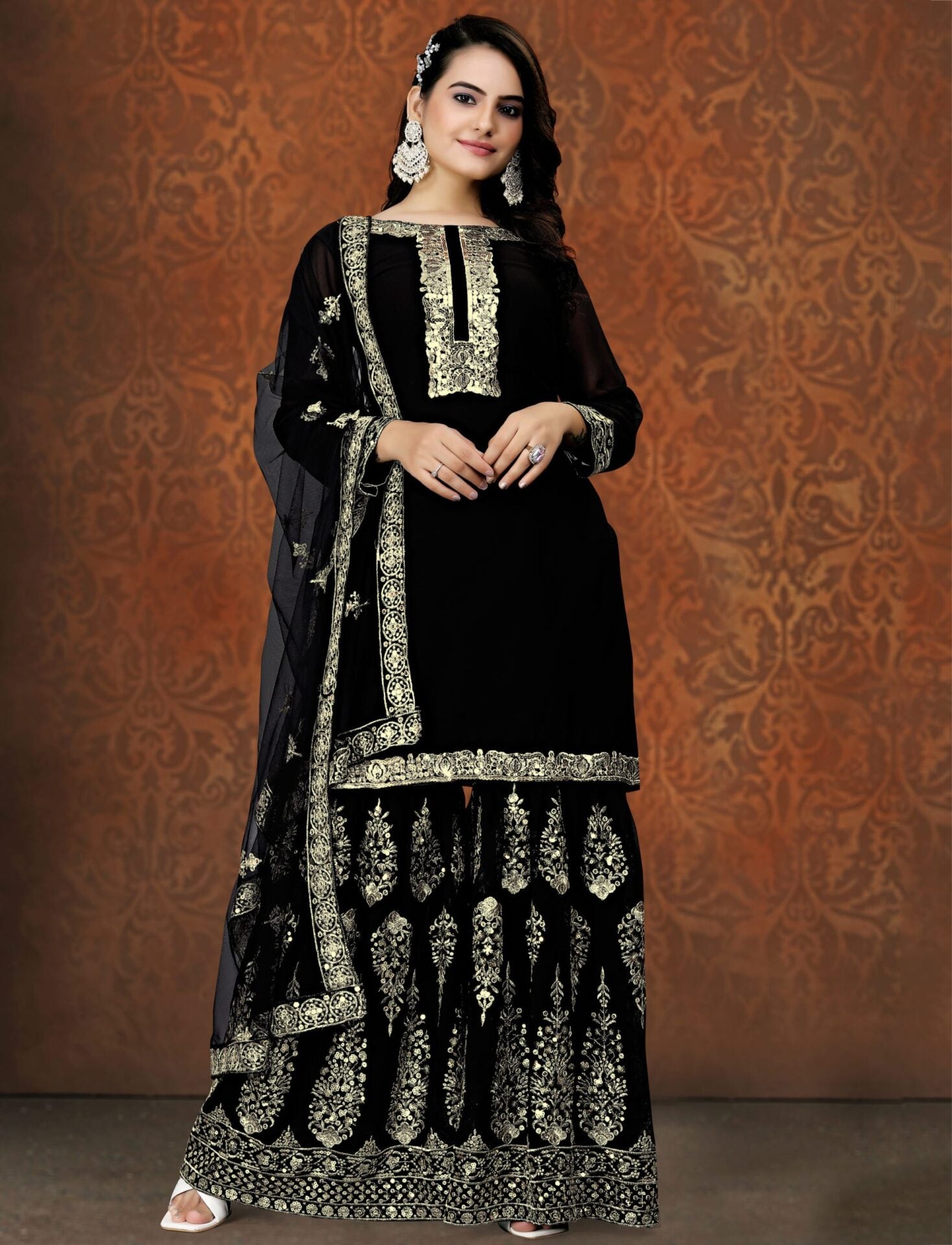Punjabi Black Sharara Suit