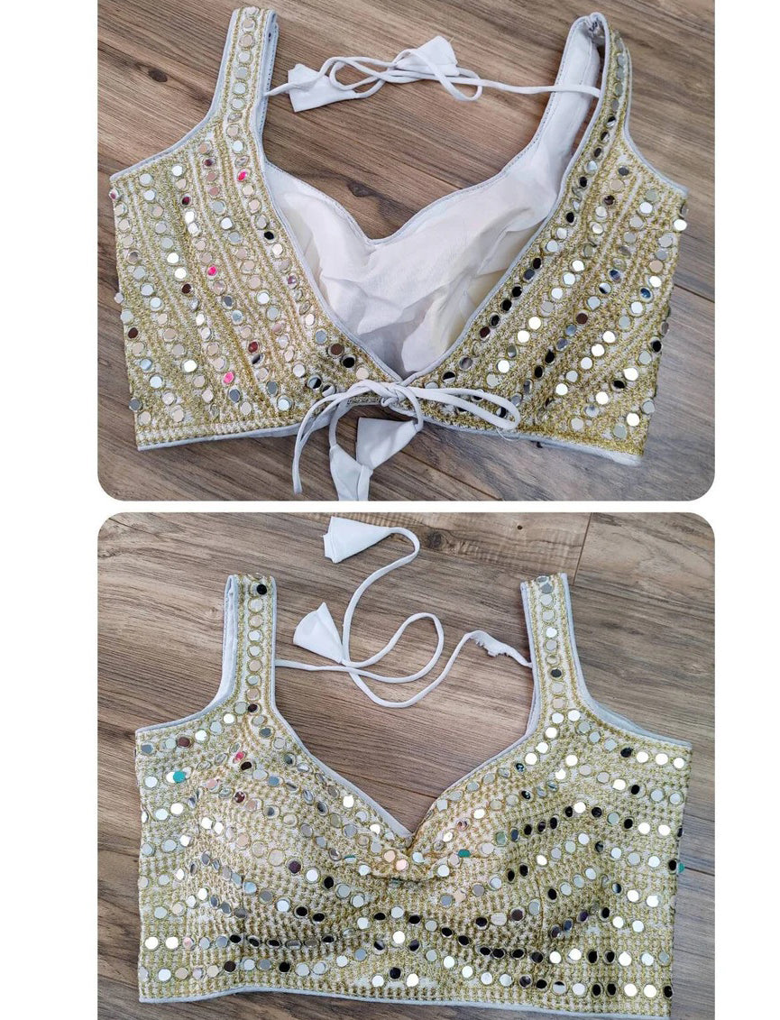 Silk Mirror Work Ready-made Blouse