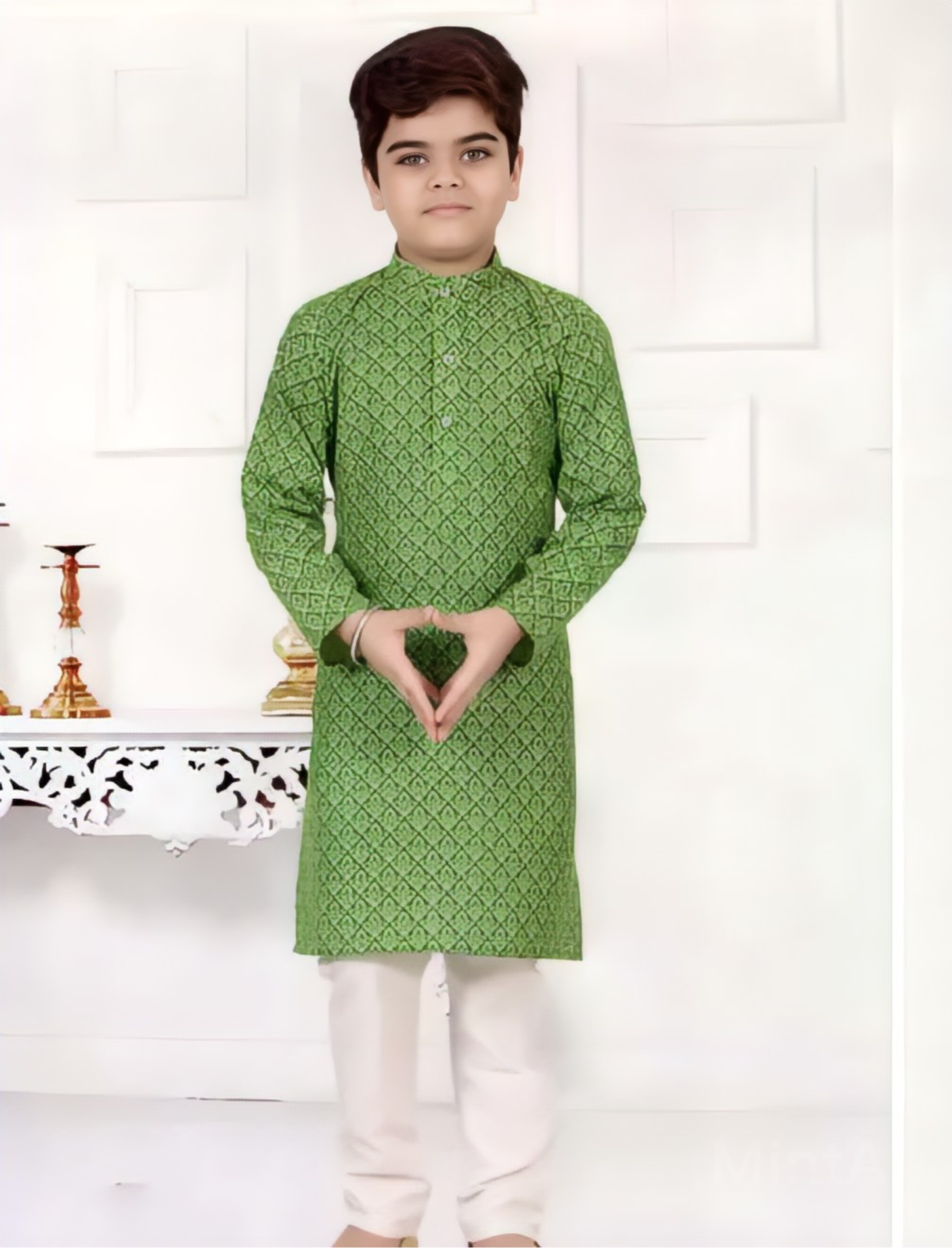 cotton green printed kurta pajama