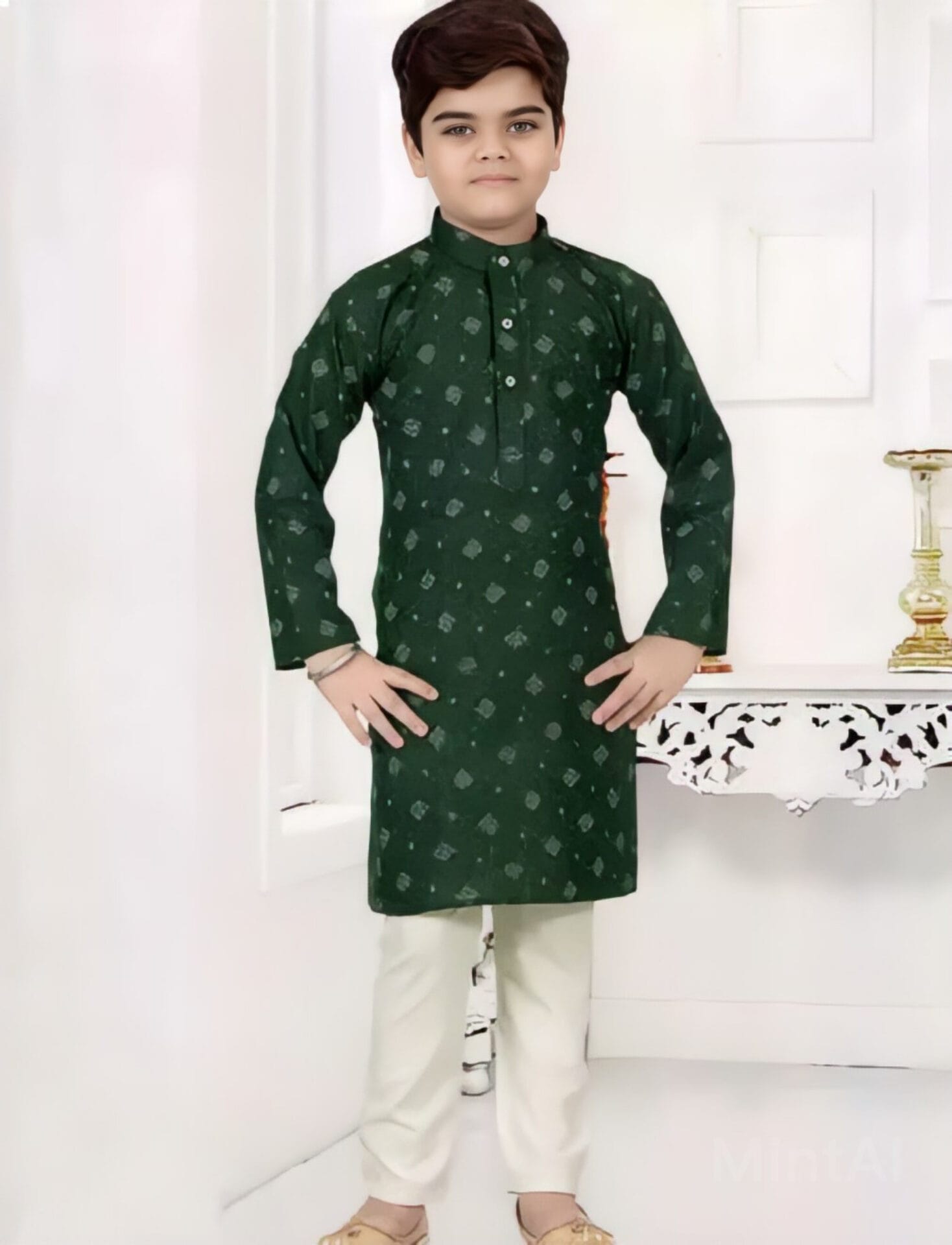 green cotton kurta pajama kids