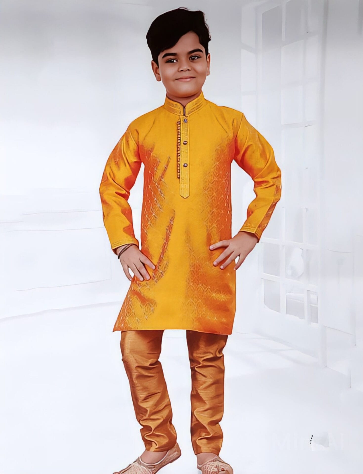Printed Kurta Pajama – Yellow