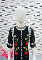 Girls georgette Black Plazo Suit
