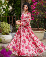 Floral Pink Anarkali Kurti