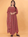 Maroon Anarkali Printed Suit with Dupatta