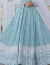 Sky Blue Anarkali Kurti