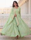 Pista Green Georgette Anarkali Gown