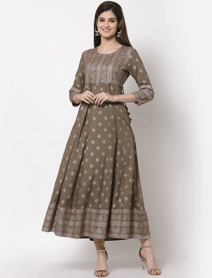 Rayon Printed Anarkali Kurti