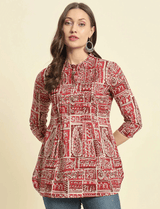Red Printed Short Top