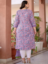 Lavender & Pink Floral PrintedKurta