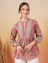 Sky Blue Printed Cotton Top