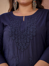 Blue Lucknowi Long Kurti