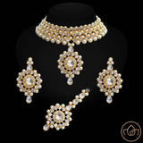 Pearl Choker Necklace with Earrings and Tikka
