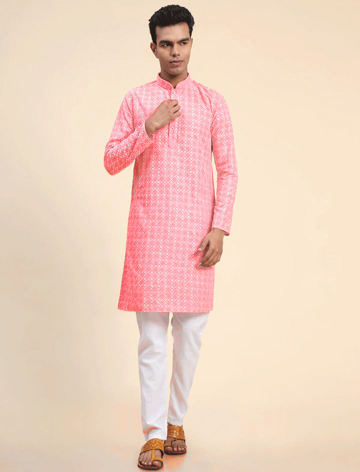 Pink chikankari kurta pajama
