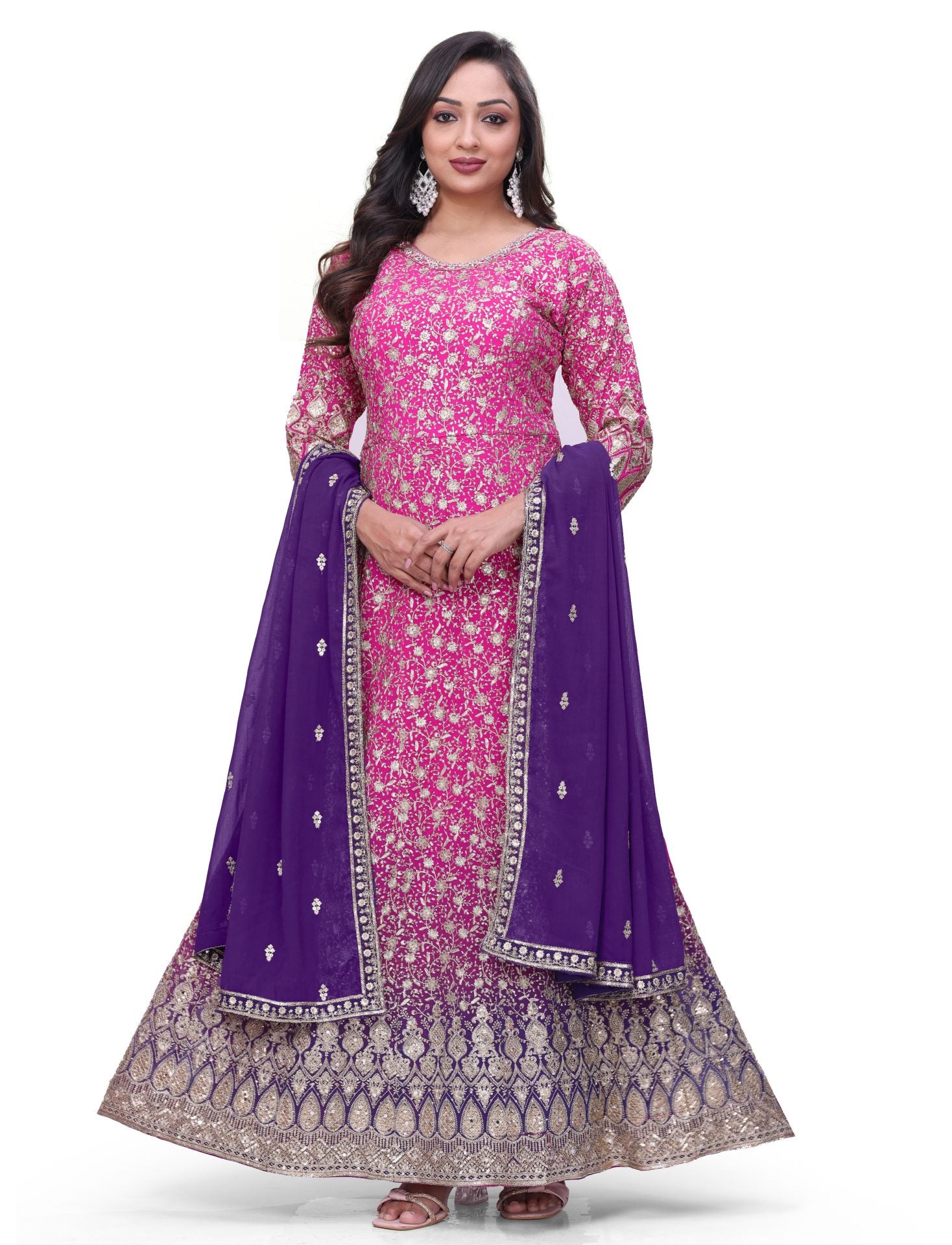 Pink Heavy Embroidered Anarkali Set