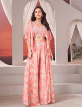 Pink Crop Top Palazzo Set Women