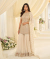Off white embroidered gharara suit for women