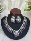 Purple Stone Layered Necklace with Earrings