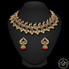 Oxidised golden necklace set with earrings