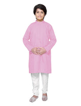 Kids Plain Cotton Kurta Pyjama – Pink