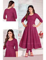 Purple Chikankari Anarkali Kurti