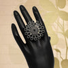 Glass Stone Oxidised Ring