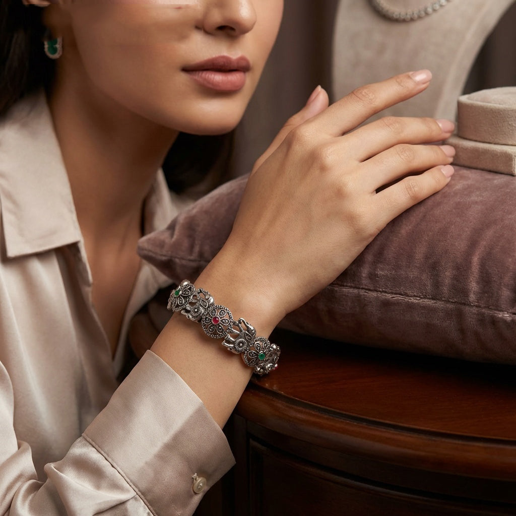 Oxidised Bangle For One Hand(2 bangles)