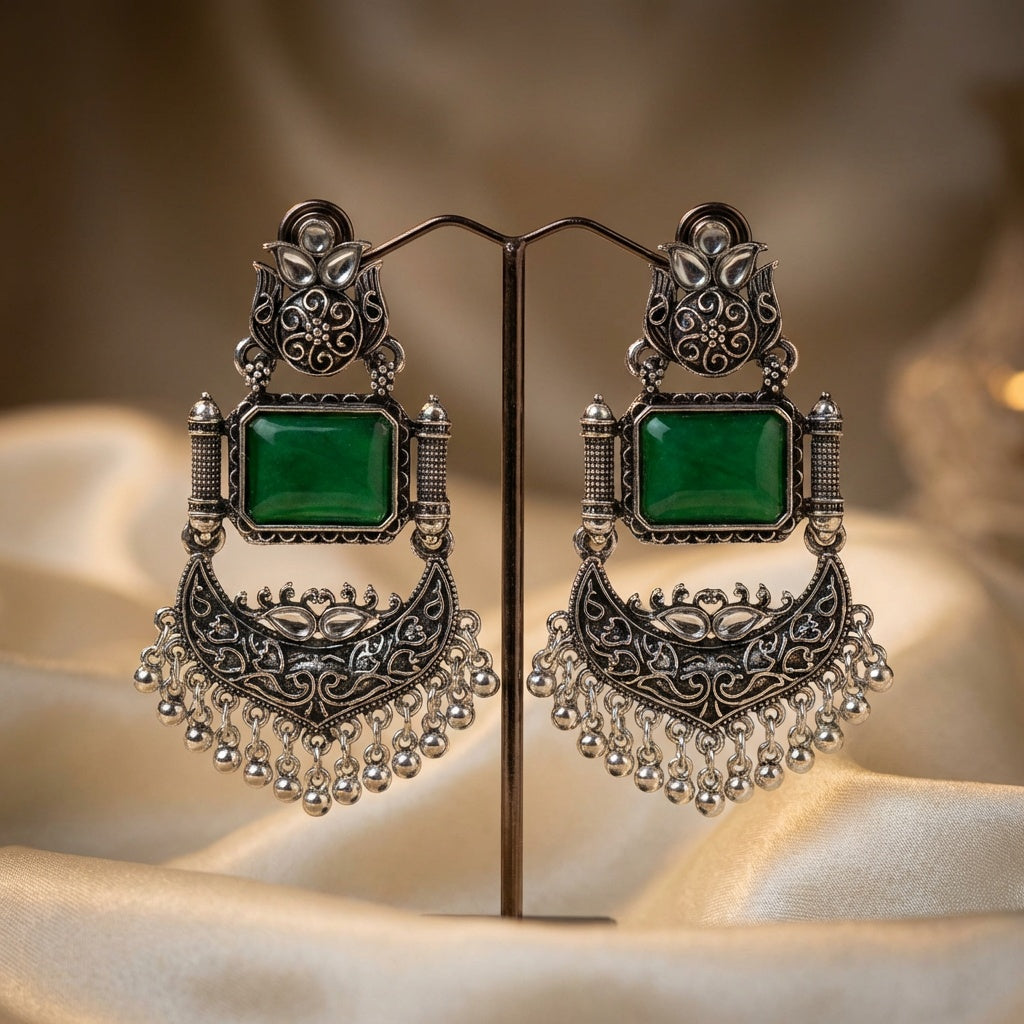 Green Oxidised Earring