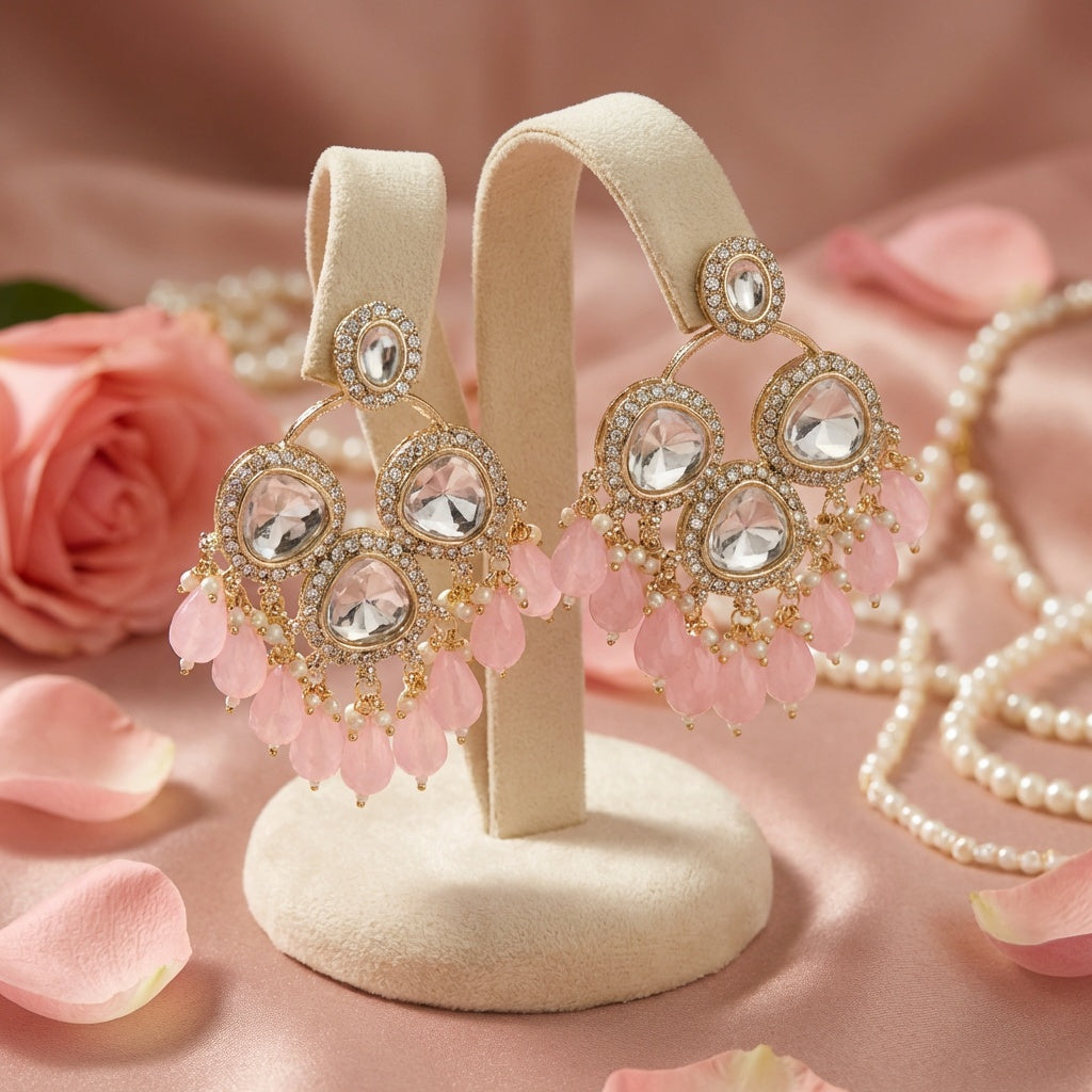 Light Pink Prearl Design Earring
