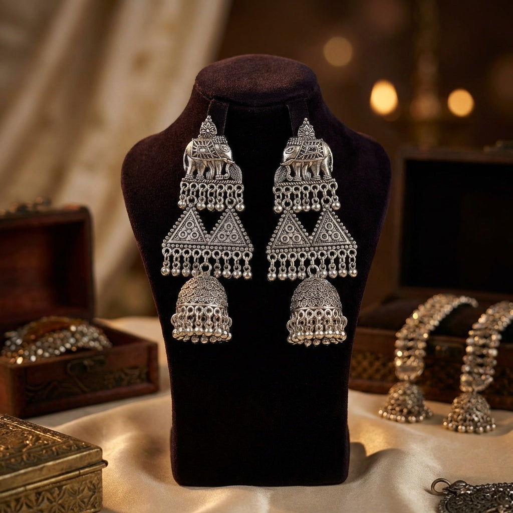 Oxidised Jhumki Earring