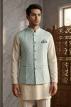 Sky Blue Sequenec Nehru Jacket
