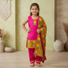 Girls Pink Suit With Phulkari Dupatta