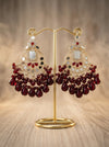 Maroon Kundan Mirror Design Earrings