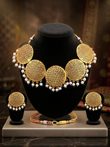 Gold Plated Necklace Set With Earrings and Tika