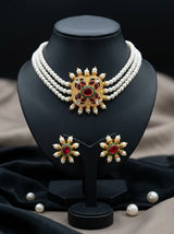 White Choker Necklace With Earrings
