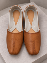 Tan faux leather Punjabi khussa jutti for men