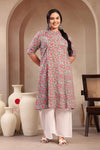 Sky Blue Floral Printed Cotton Kurti