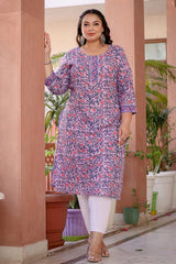 Lavender & Pink Floral PrintedKurta