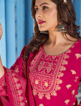 Hot Pink Kurti Pant With Dupatta