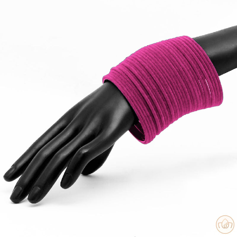 Velvet Bangles (4 Dozens Set) - Hot Pink