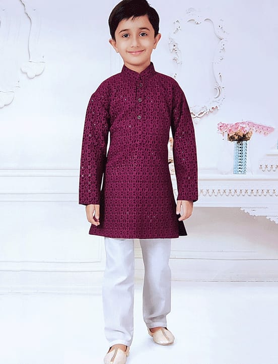 purple lucknowi kurta pajama boys