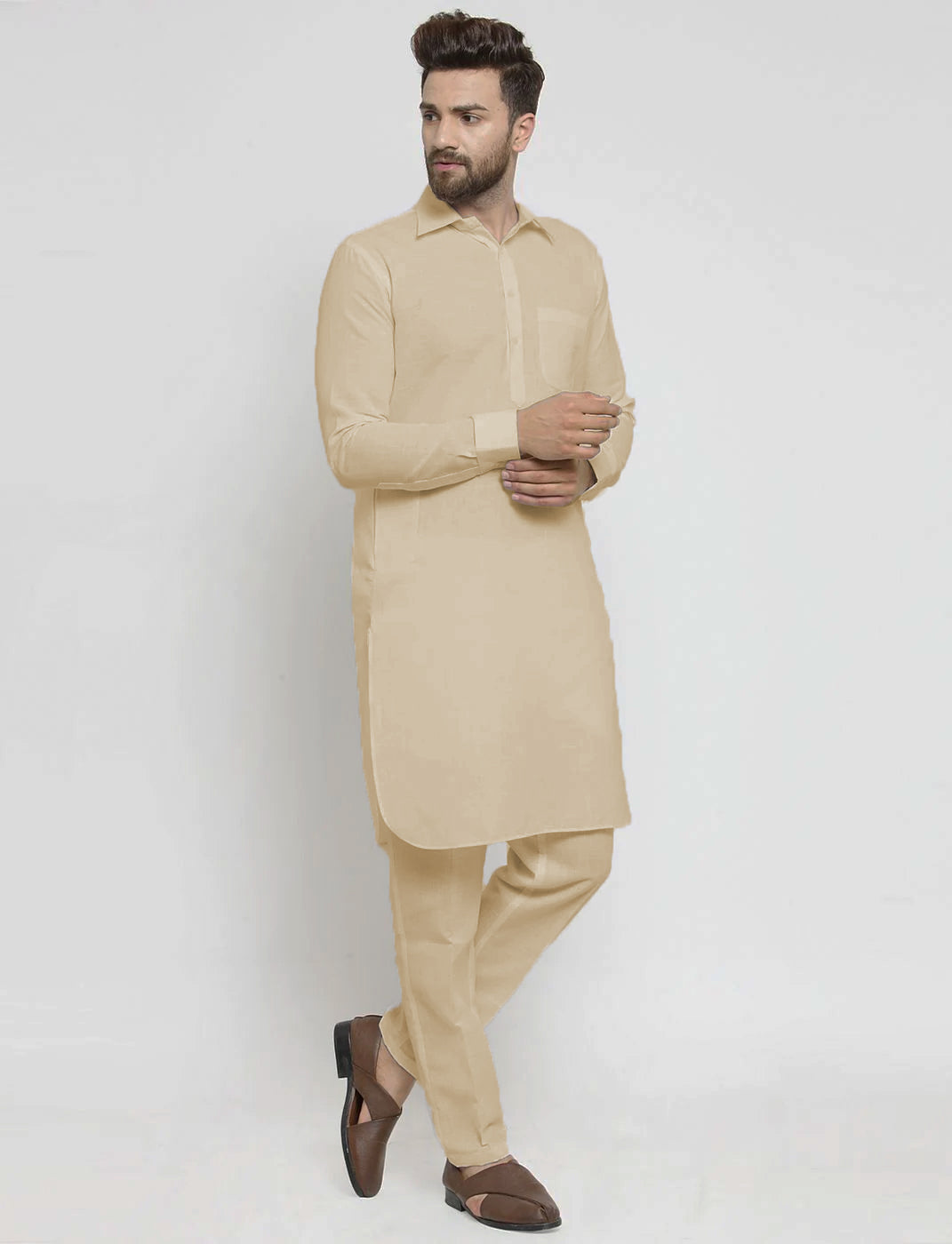 Cream Punjabi kurta pajama