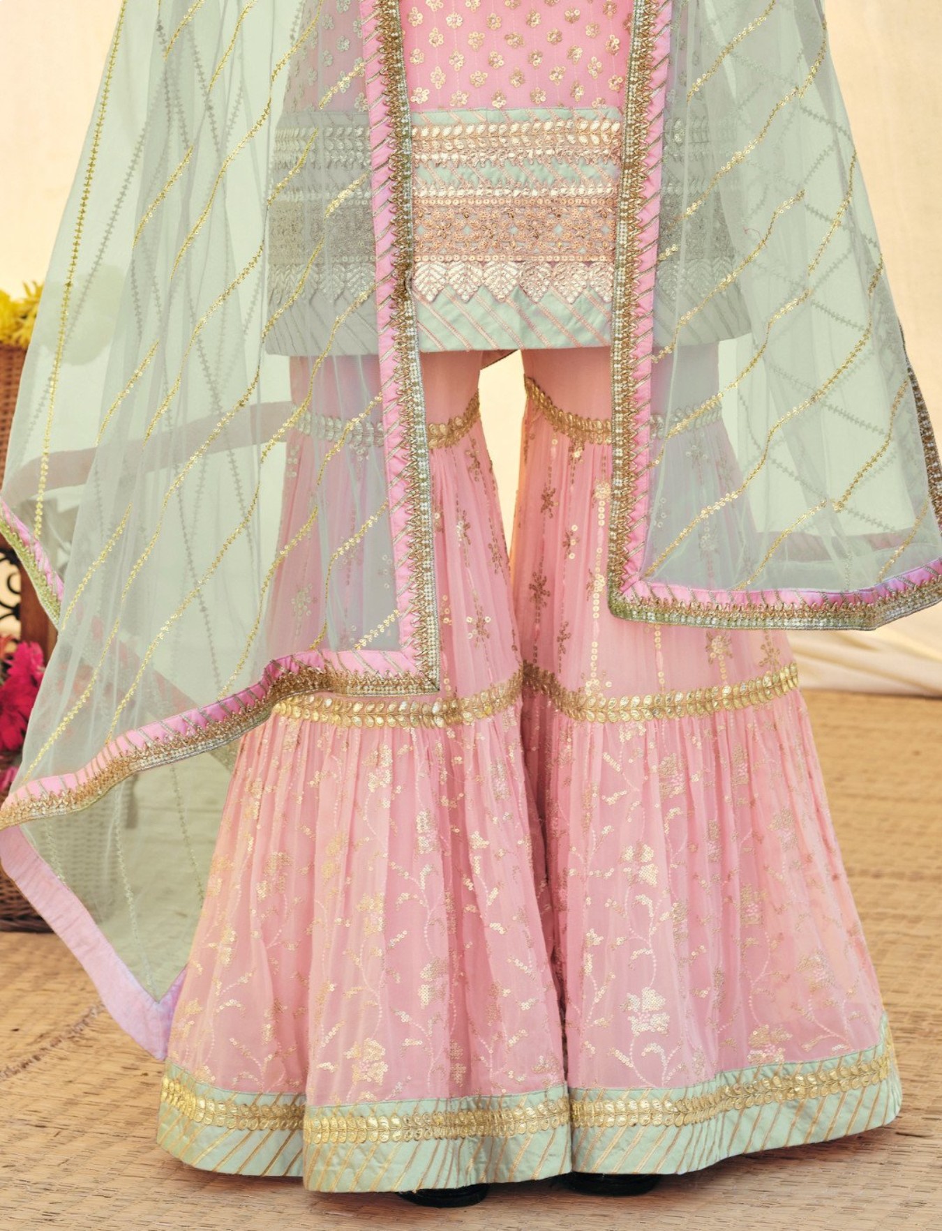 Pink Pakistani Gharara Suit Women - Image 3