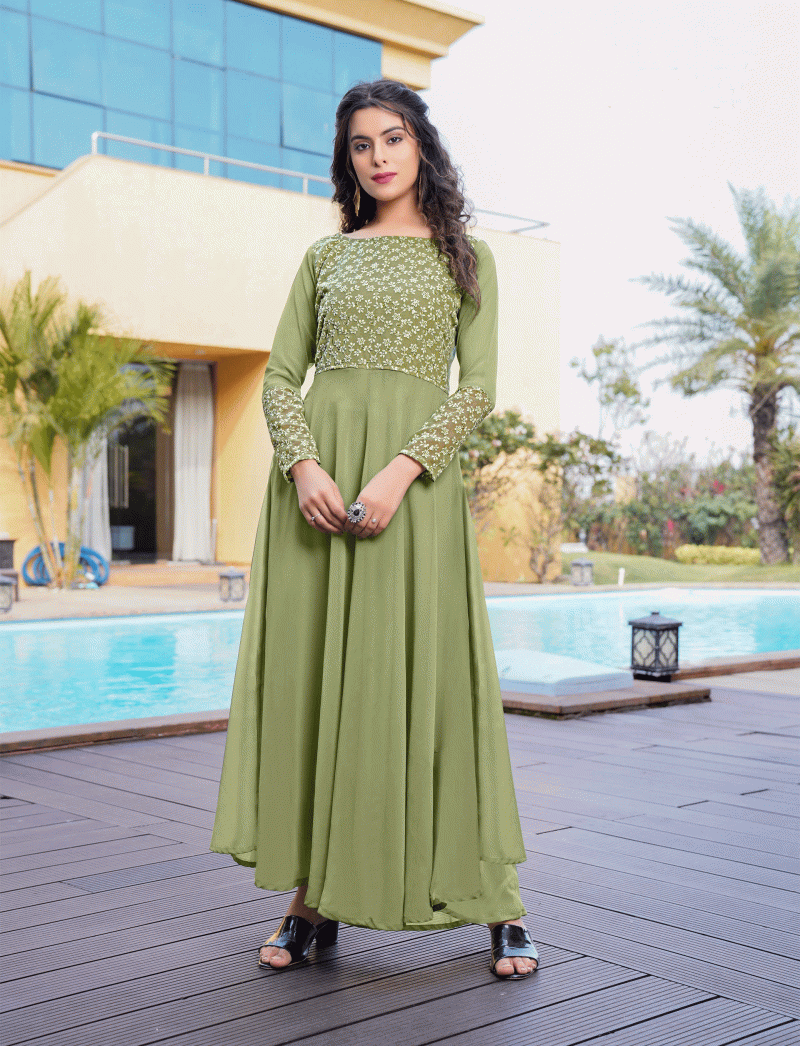 green long kurti women