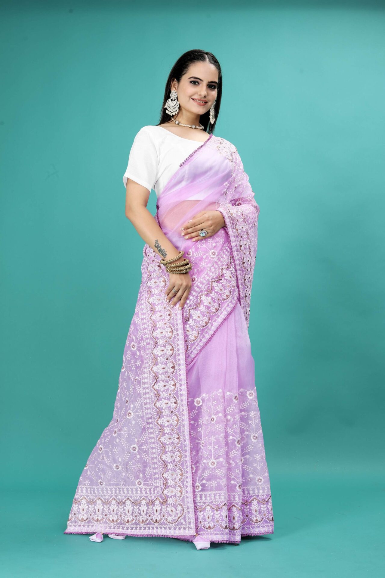 Purple Soft Organza Saree - Image 2