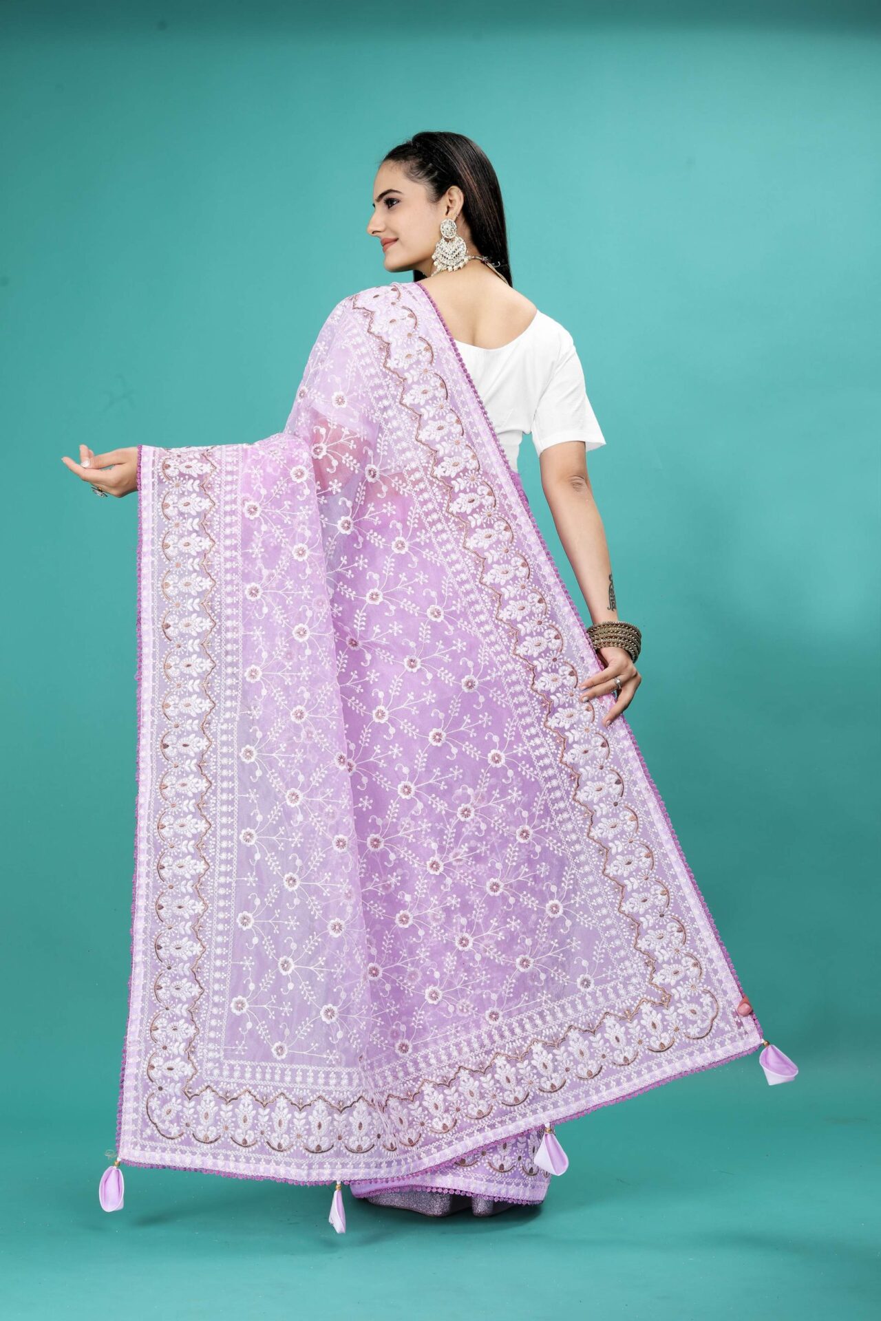 Purple Soft Organza Saree - Image 3